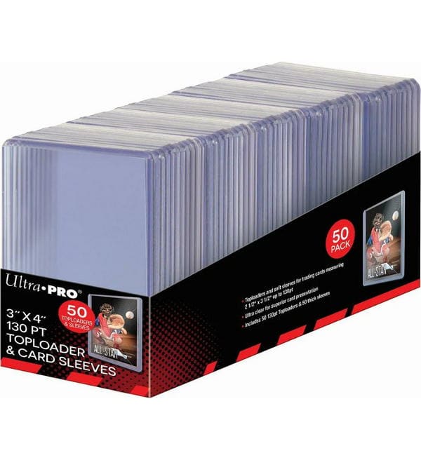 Ultra Pro 3" x 4" SUPER THICK 130PT Toploader & Thick Sleeves - 50 Pcs